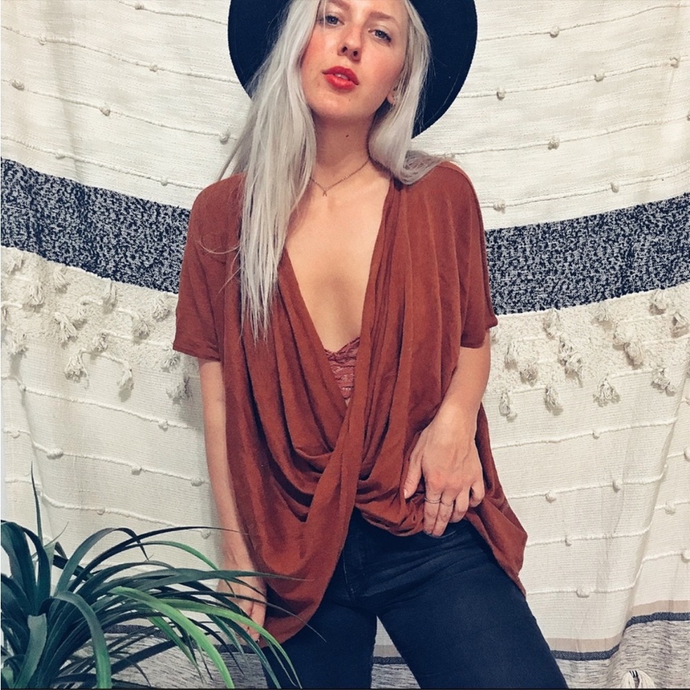 Burnt orange twist tunic top